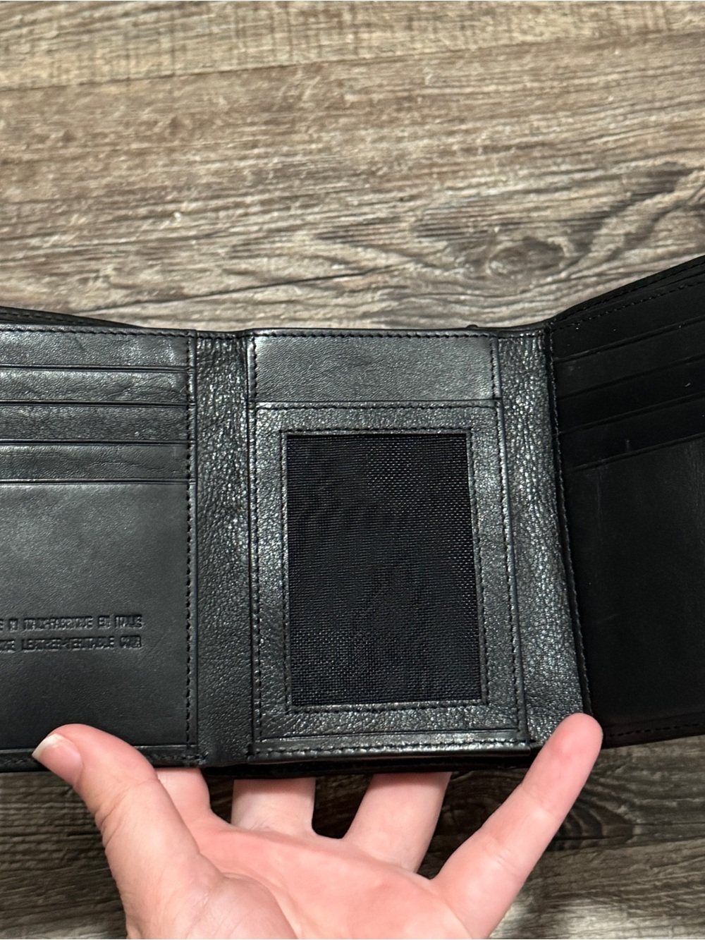 Valentina Black Leather Compact Wallet with Gold Accent - Picture 3 of 4
